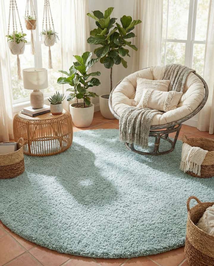 8' x 8' Soft Solid Shag Round Rug
