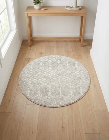 Light Gray Paxon Trellis Round Rug