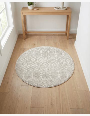 Light Gray Paxon Trellis Round Rug