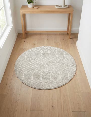 Light Gray Paxon Trellis Round Rug