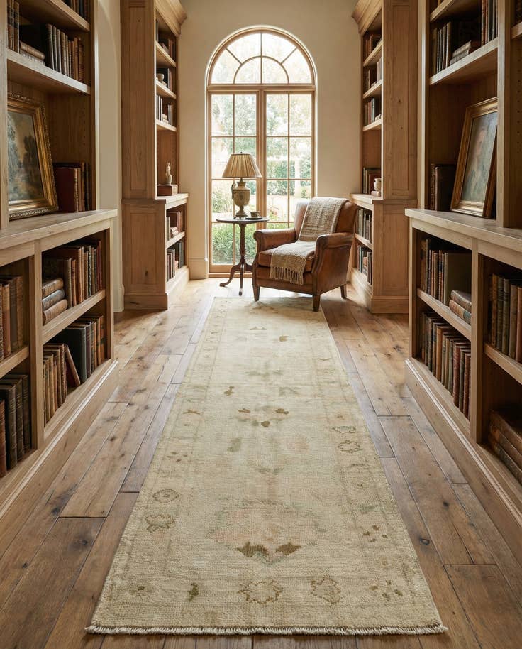 Detail image of 2' 7 x 10' 11 Hand Knotted Oushak Wool Runner Rug