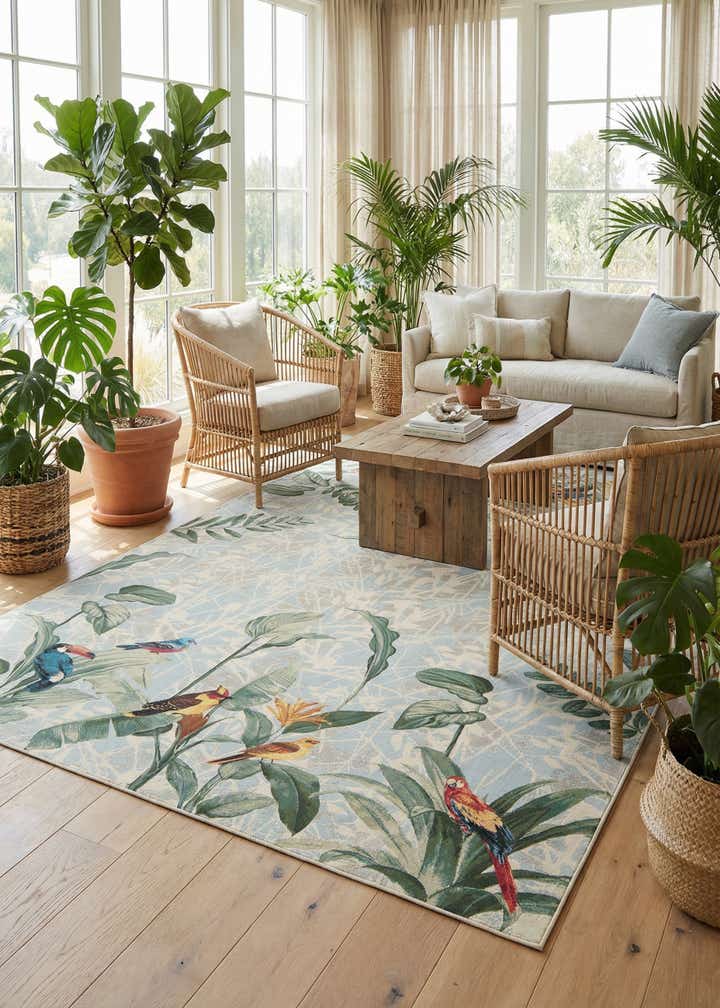 10' x 14' 2 Easy-Clean Botanical Indoor / Outdoor Rug
