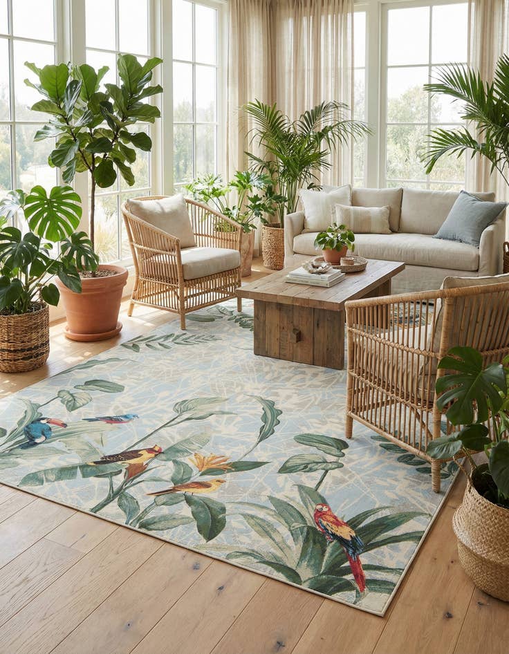 Detail image of 10' x 14' 2 Easy-Clean Botanical Indoor / Outdoor Rug