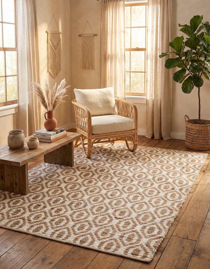 Detail image of 7' 1 x 10'  Hand Woven Chindi Jute Rug