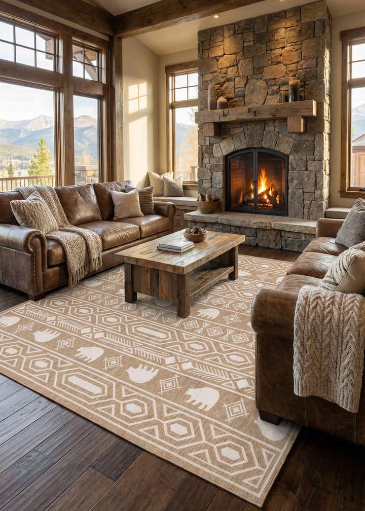 13' x 13' Easy-Clean Southwestern Indoor / Outdoor Square Rug