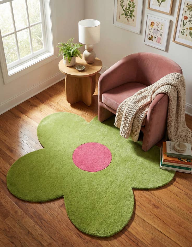 Detail image of 5' 1 x 5' 1 Happy Rugs Funky Flower Wool Round