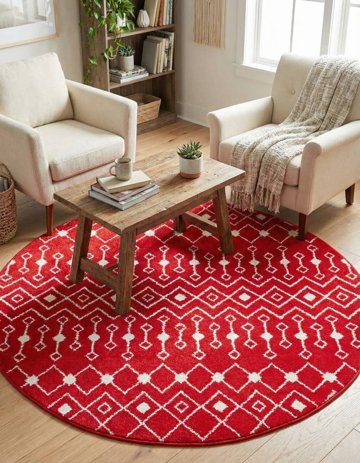 Detail image of 6' x 6' Moroccan Trellis Round Rug