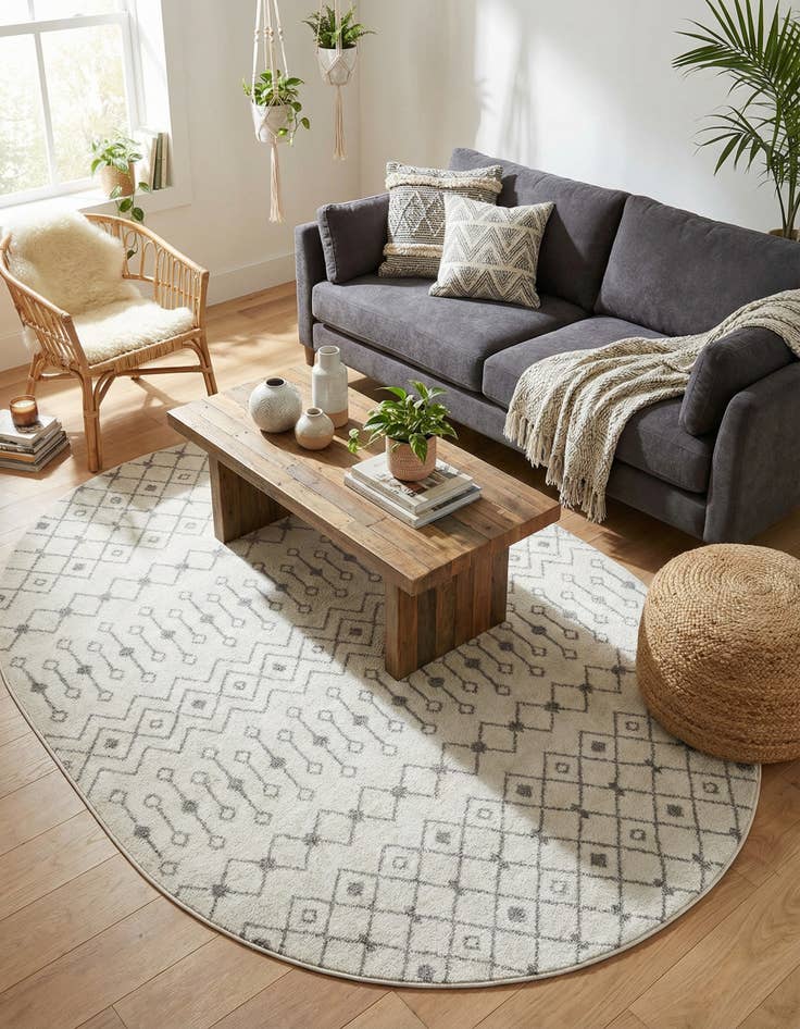 Detail image of 7' 10 x 10' Moroccan Trellis Oval Rug