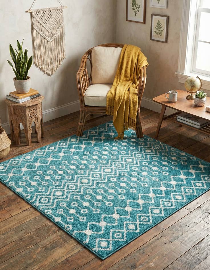 Detail image of 4' x 4' Moroccan Trellis Square Rug