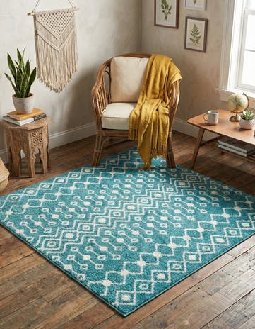 4' x 4' Moroccan Trellis Square Rug