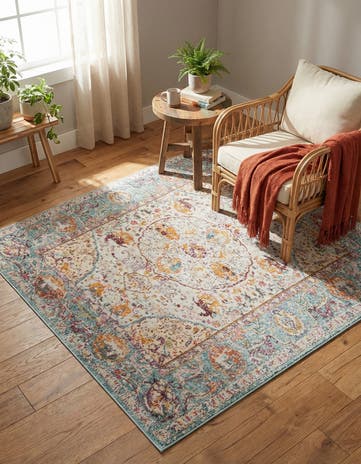 Light Blue Havana Square Rug