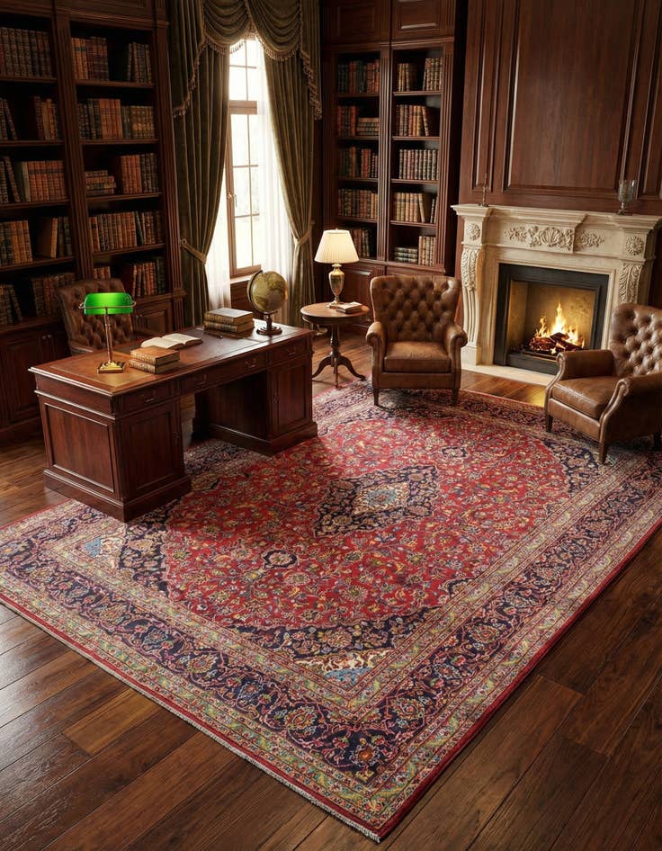 Detail image of 9' 8 x 12' 9 Hand Knotted Mashad Persian Wool Rug