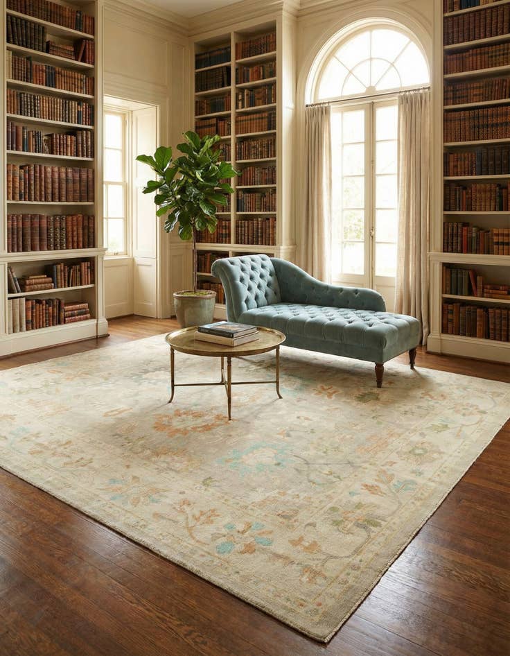 Detail image of 12' 3 x 14' 4 Hand Knotted Oushak Wool Rug