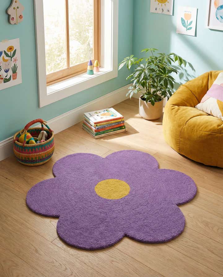 3' 1 x 3' 1 Happy Rugs Funky Flower Wool Round