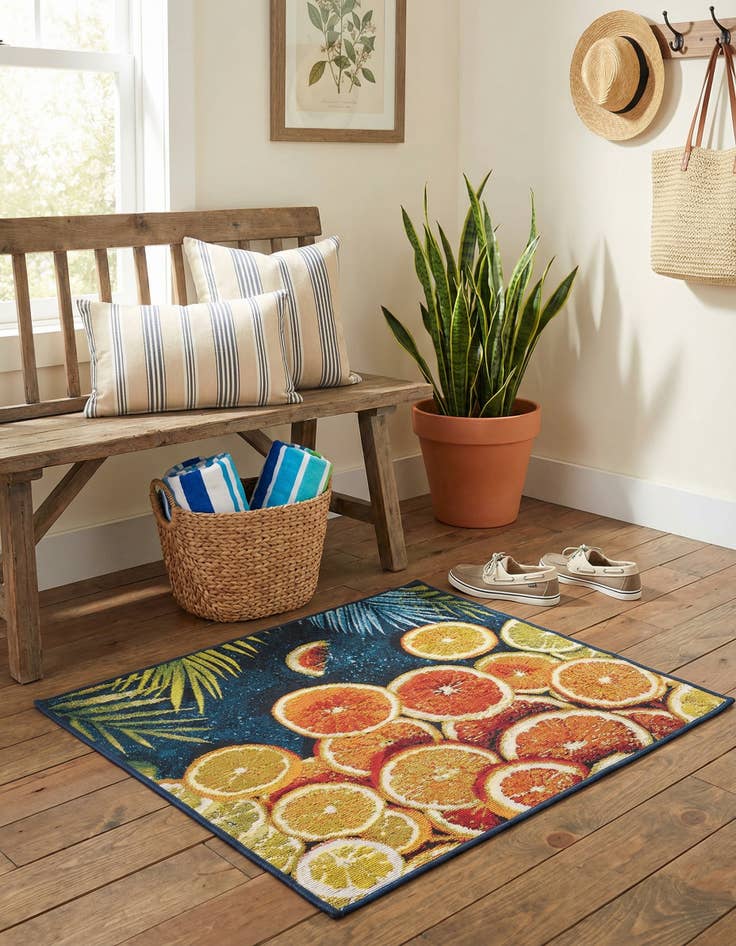 Detail image of 2' x 3' Washable Coastal Indoor / Outdoor Rug