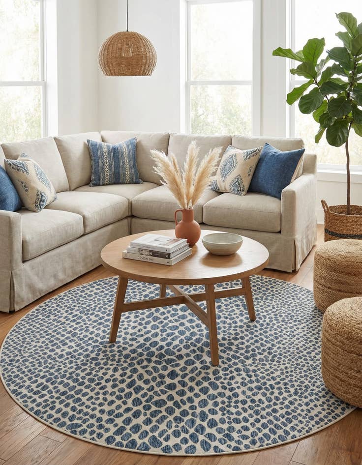 Detail image of 7' 10 x 7' 10 Washable Jill Zarin Cape Town Indoor / Outdoor Round Rug