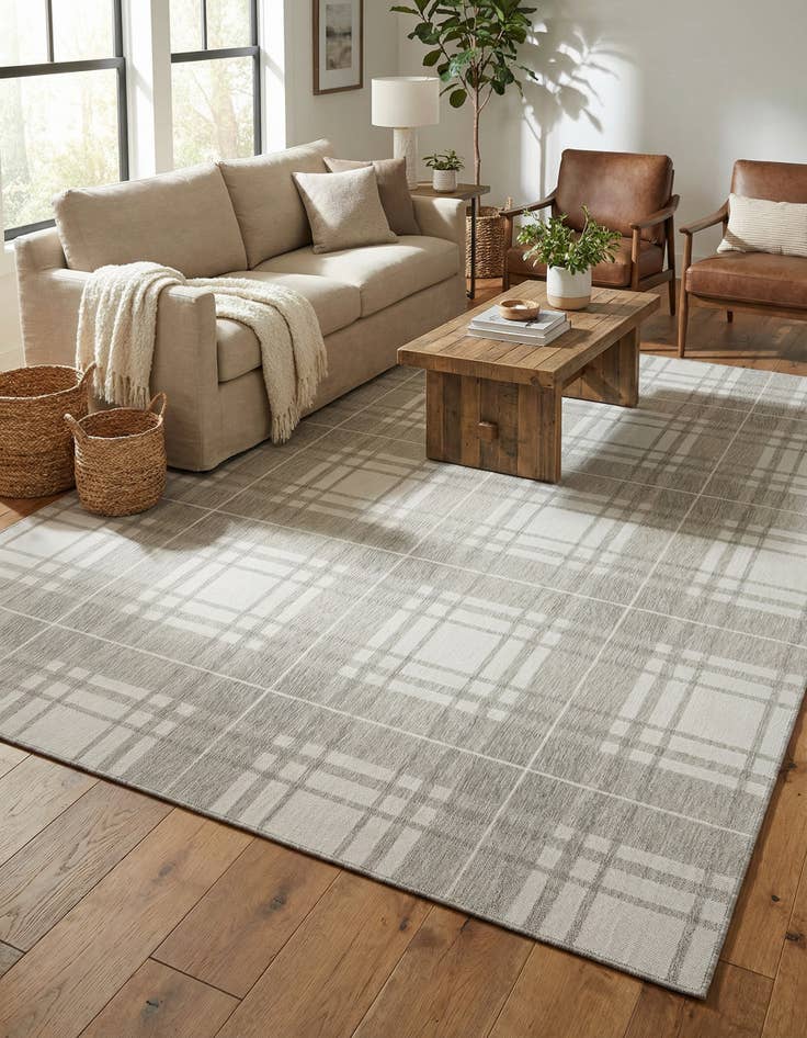 Detail image of 9' x 12'  Washable Checkered Indoor / Outdoor Rug