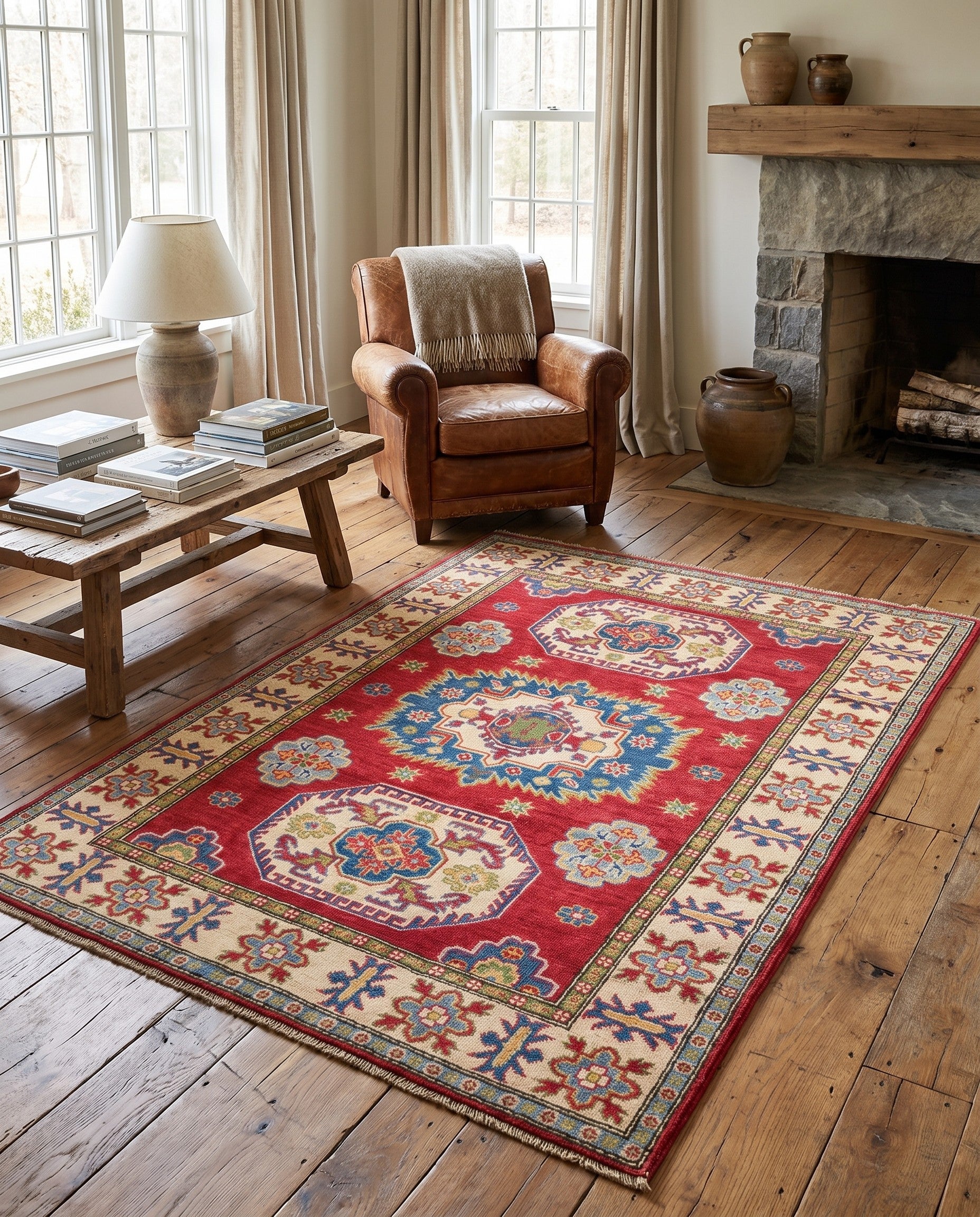 Detail image 3 of 10: 3' 11 x 5' 8 Hand Knotted Kazak Rug