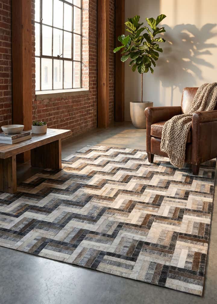 5' 3 x 7' 5 Cowhide - Patchwork Rug