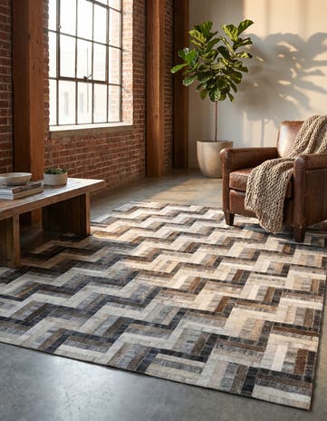 5' 3 x 7' 5 Cowhide - Patchwork Rug