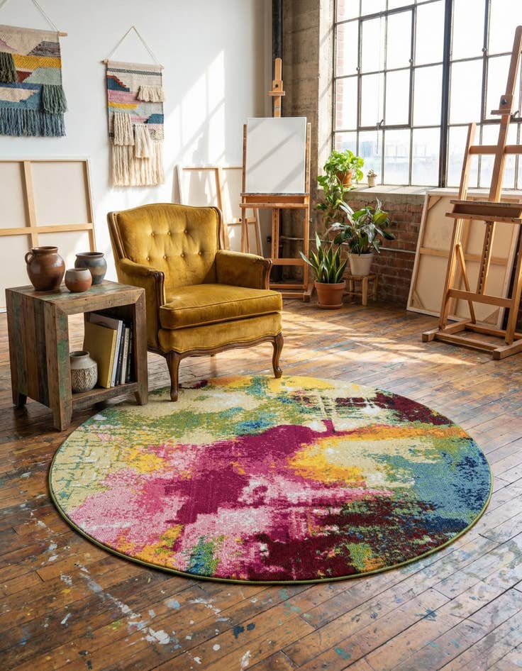 Detail image of 4' x 4'  Washable Casablanca Round Rug