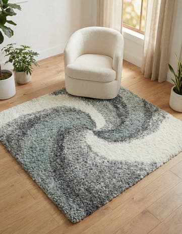Sage Green Soft Touch Shag Square Rug