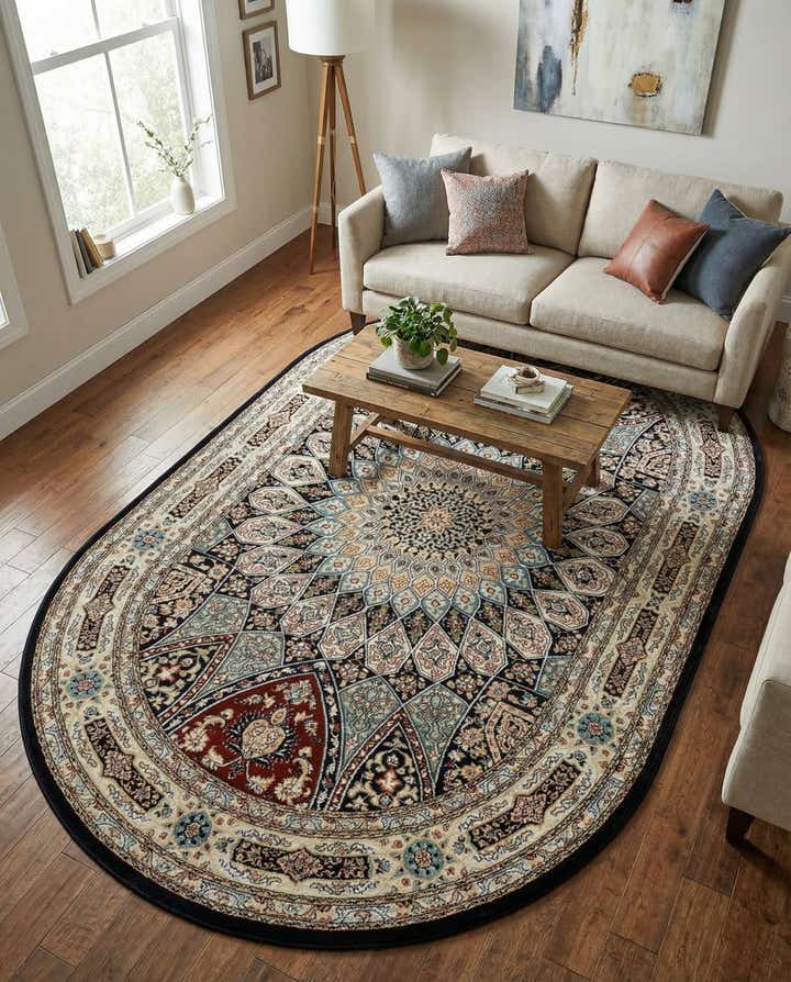 5' 3 x 8' Nain Design Oval Rug