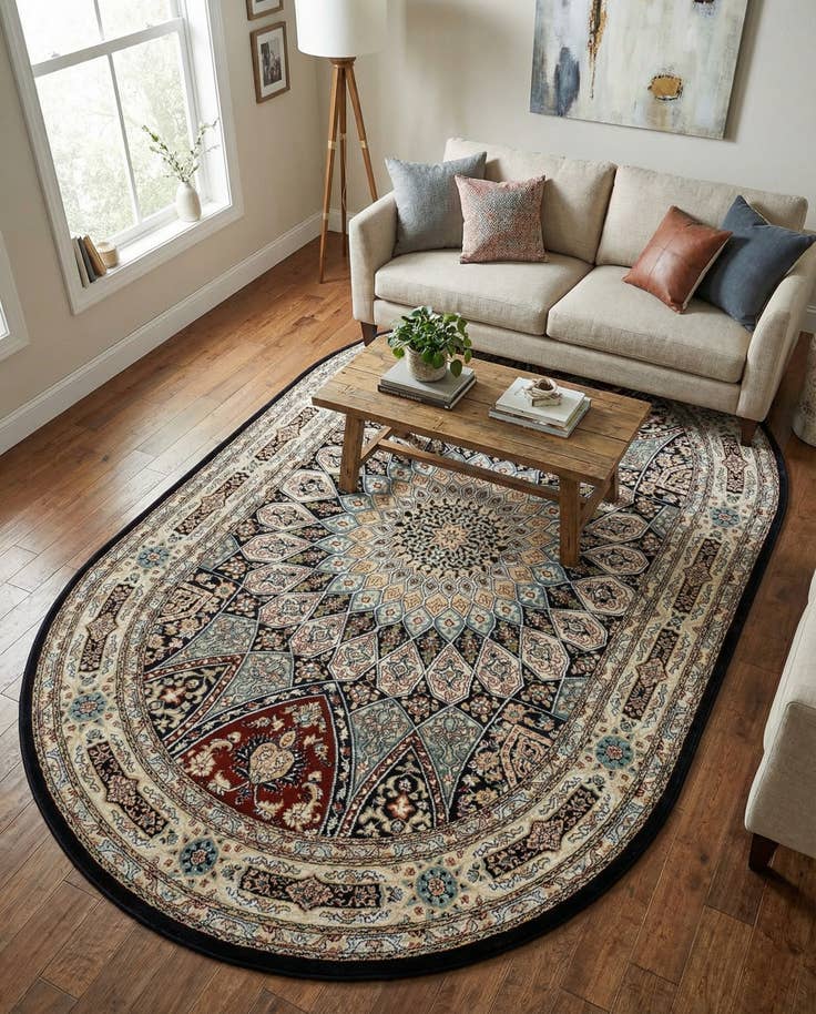 Detail image of 5' 3 x 8' Nain Design Oval Rug