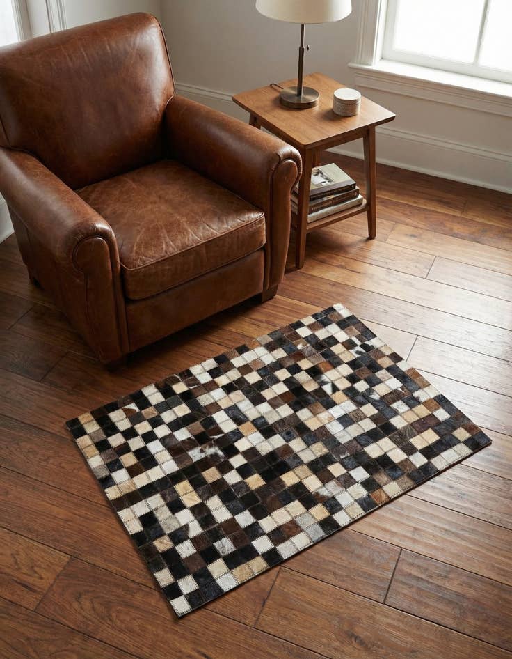 Detail image of 2' 1 x 3' Cowhide Leather Rug