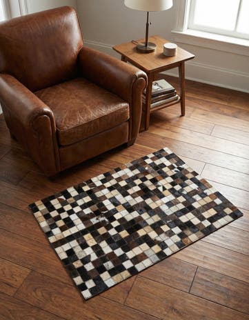 2' 1 x 3' Cowhide Leather Rug