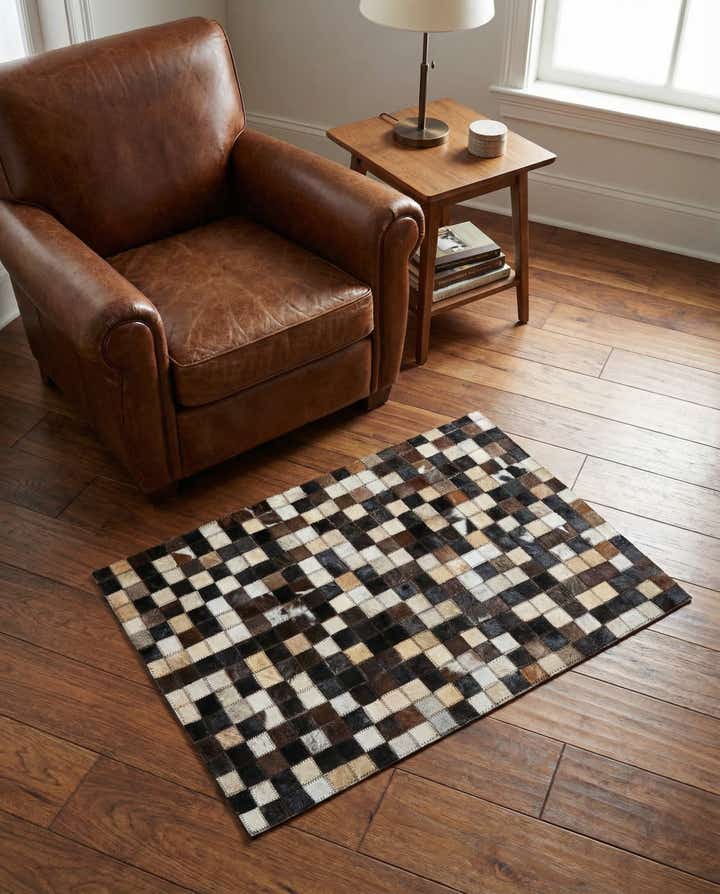 2' 1 x 3' Cowhide Leather Rug