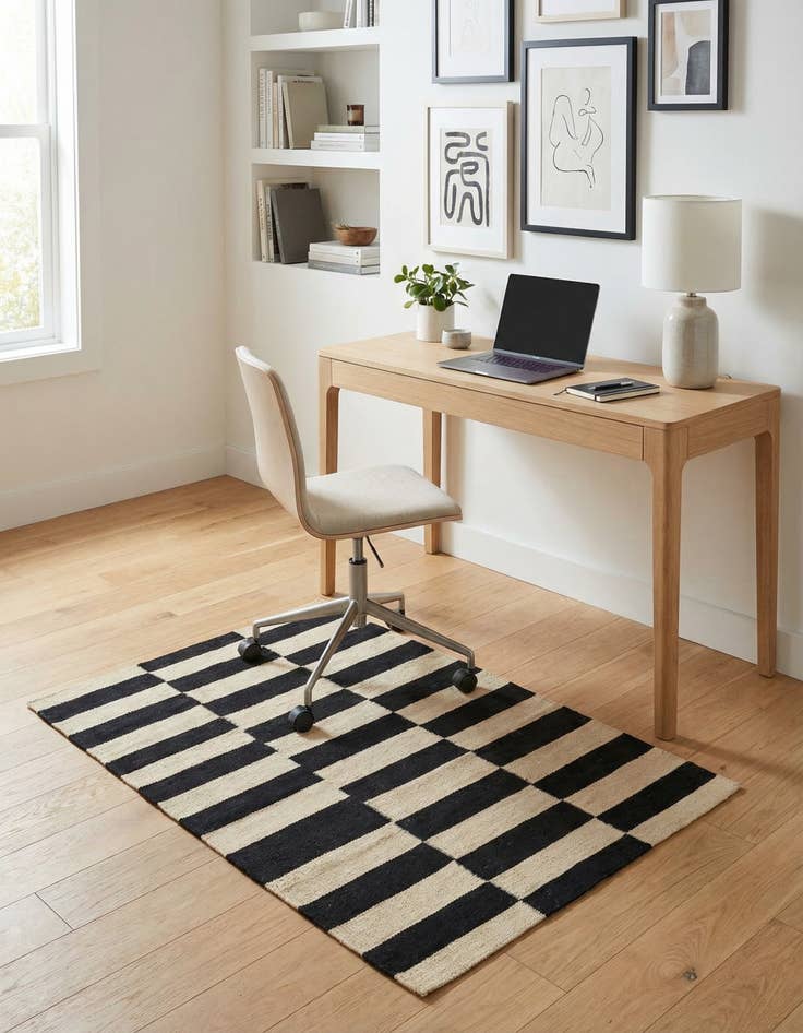 Detail image of 2' 8 x 4' Hand Woven Kilim Modern Wool Rug