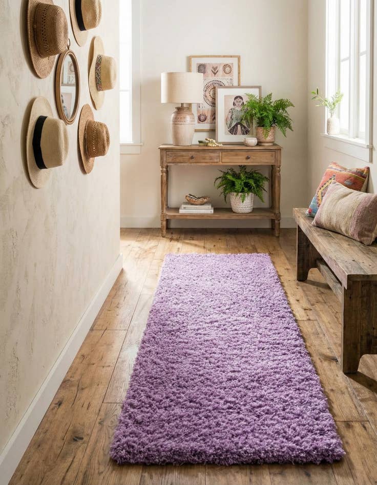 Detail image of 2' x 6' 5 Solid Shag Runner Rug