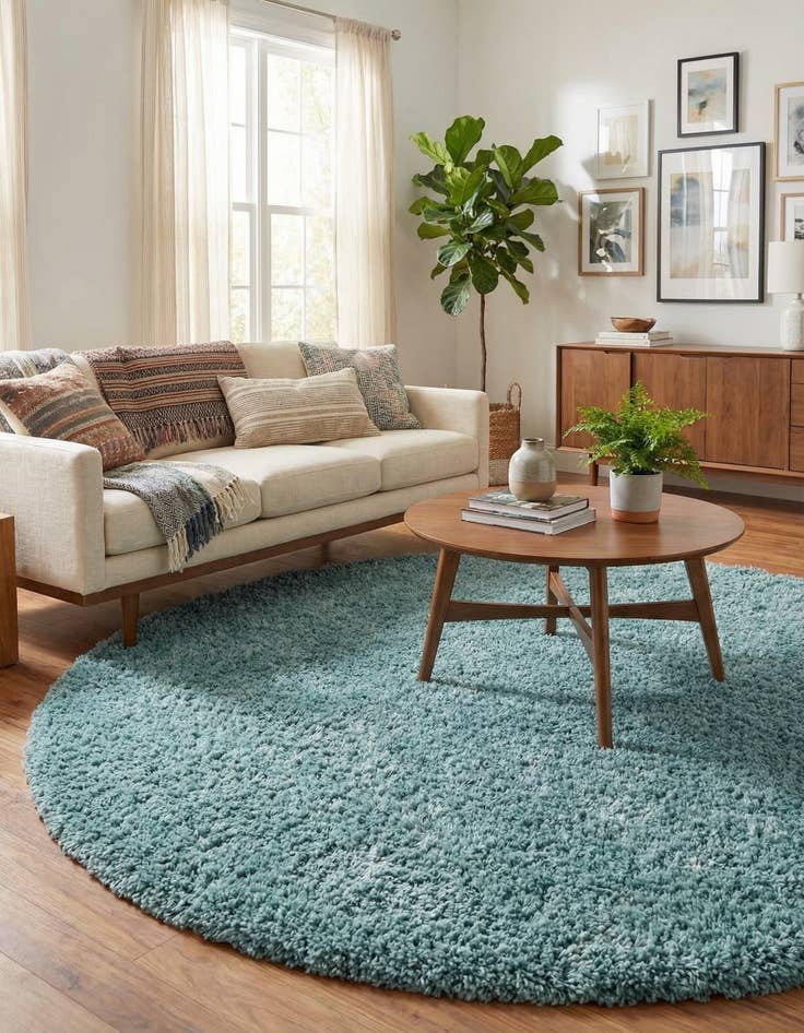 Detail image of  7' x 7' Solid Shag Round Rug