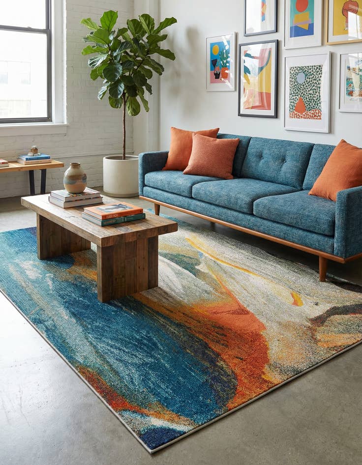 Detail image of 5' 3 x 8'  Washable Haerfest Rug