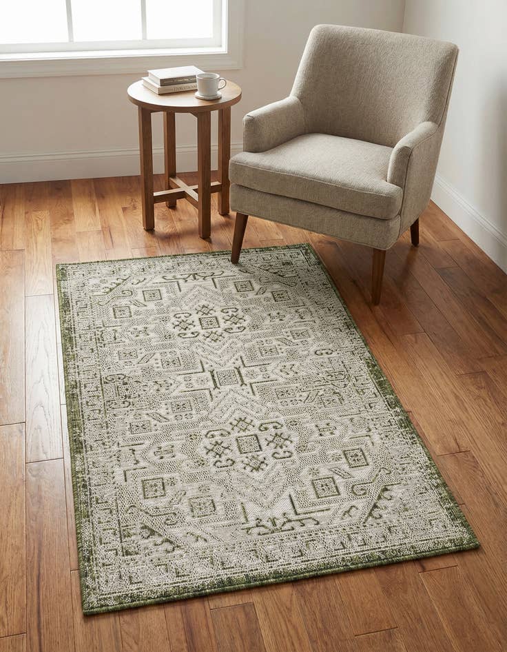 Detail image of 3' x 5' 3  Washable Aztec Indoor / Outdoor Rug