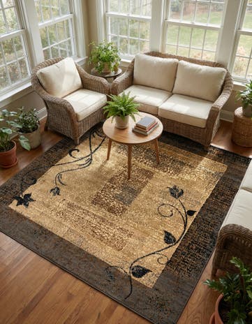 Beige Cafe Square Rug