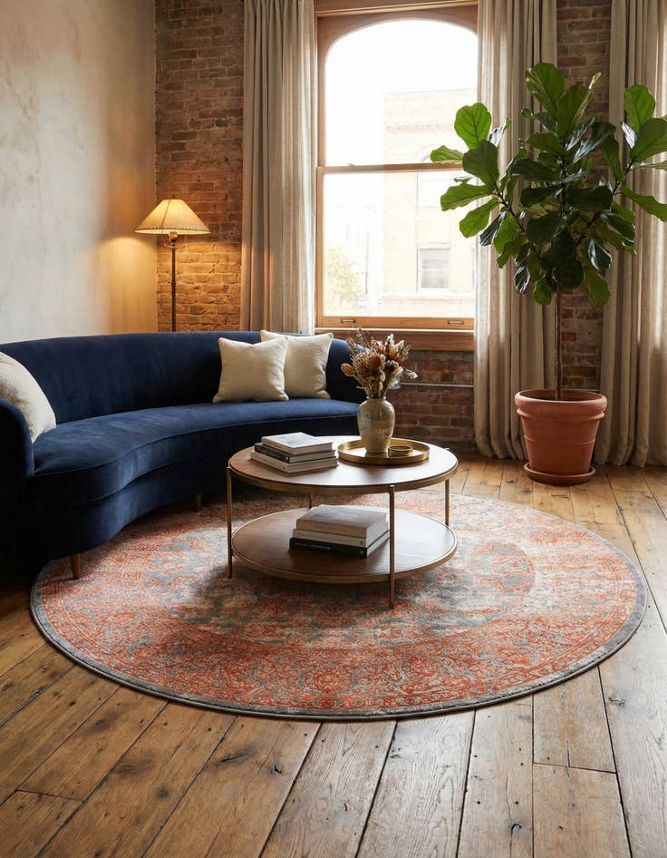 Detail image of 8' x 8' New Vintage Round Rug