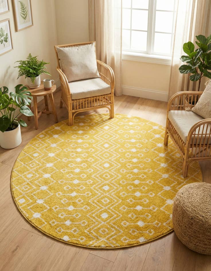 Detail image of 5' 3 x 5' 3 Moroccan Trellis Round Rug