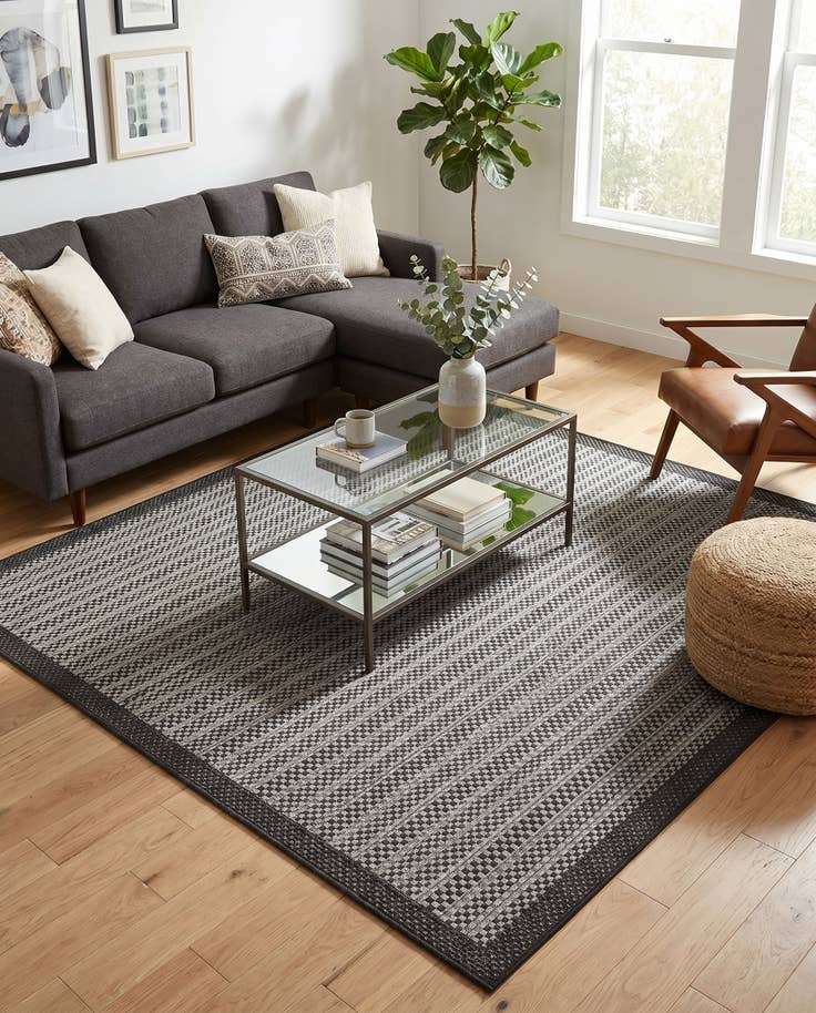 Detail image of 6' x 6' Easy-Clean Border Indoor / Outdoor Square Rug