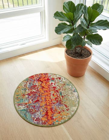 2' 7 x 2' 7 Easy-Clean Modern Indoor / Outdoor Round Rug