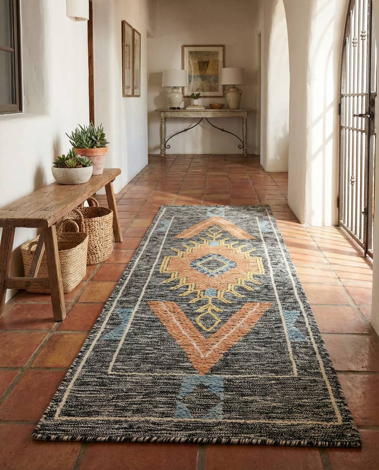 Detail image of 2' x 6' 1 Hand Woven Kilim Wool Runner Rug