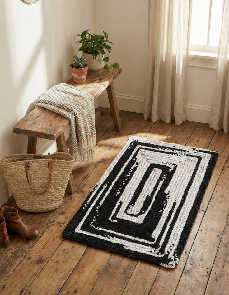 Detail image of 2' x 3' 1  Hand Braided Chindi Rug