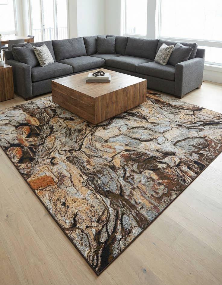 Detail image of 10' x 10'  Washable Modern Indoor / Outdoor Square Rug