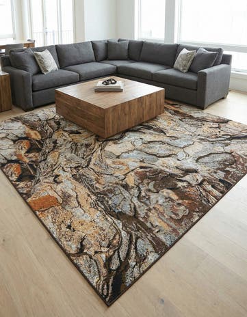 Easy-Clean Modern Indoor / Outdoor Square Rug