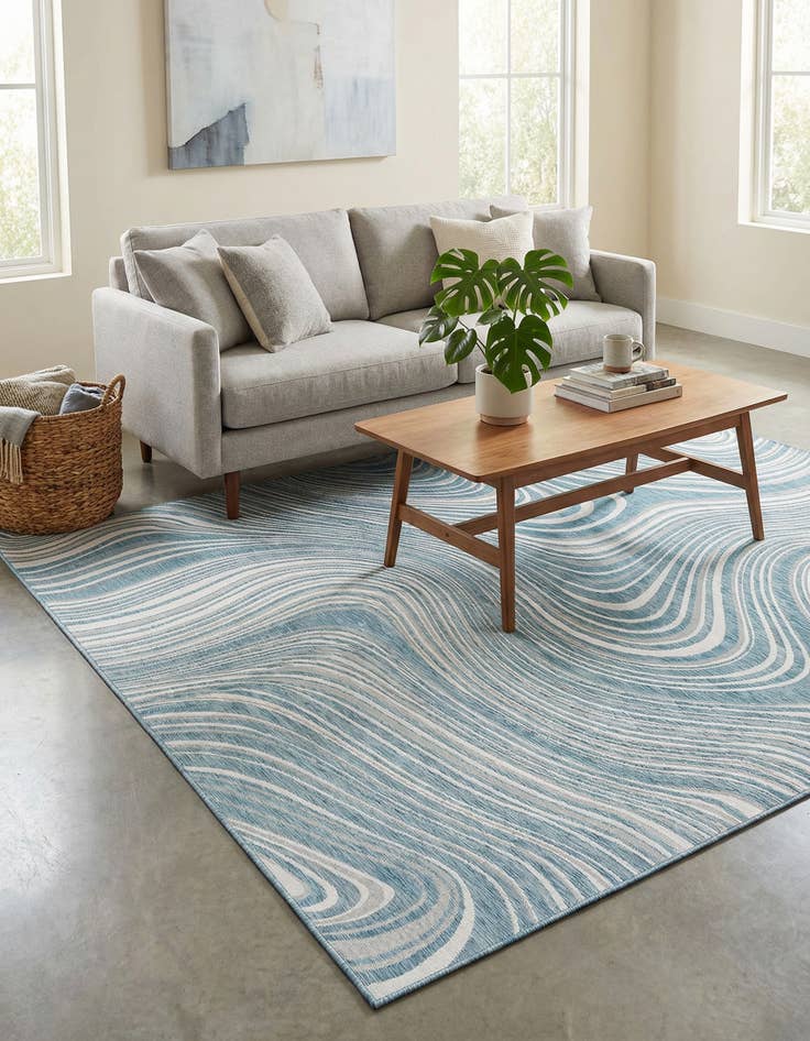 Detail image of 7' 10 x 11' Washable Modern Indoor / Outdoor Rug