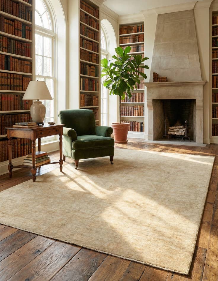 Detail image of 8' 7 x 12' 1 Hand Knotted Oushak Wool Rug