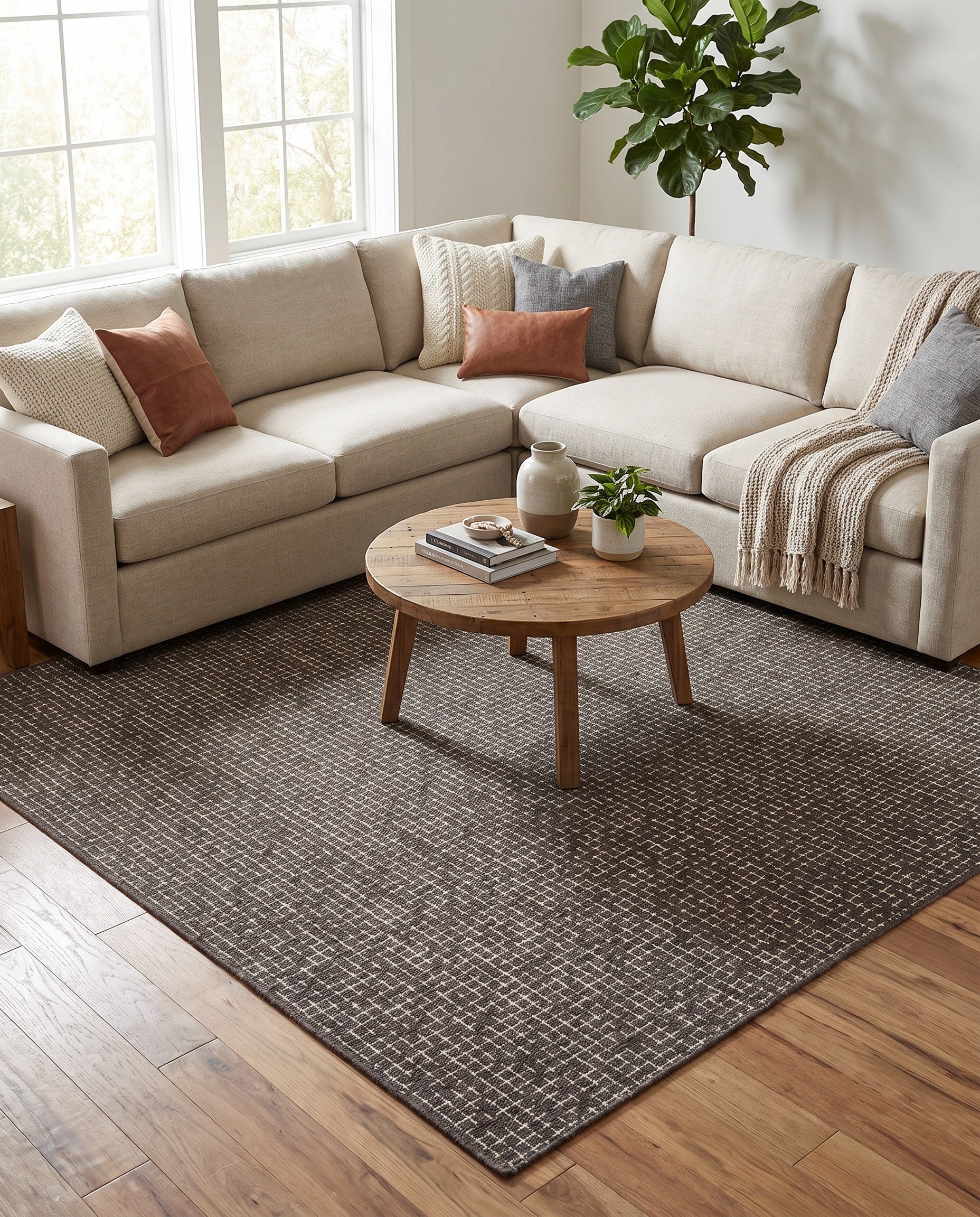 7' 10 x 7' 10 Easy-Clean Checkered Indoor / Outdoor Square Rug