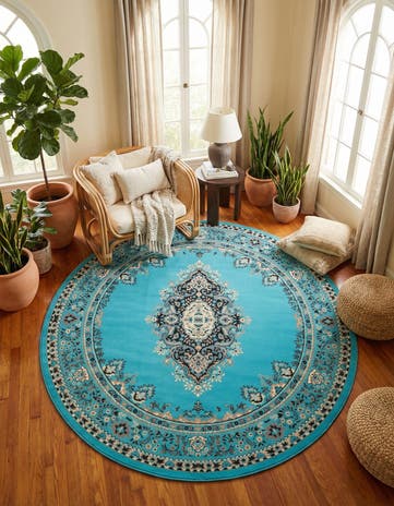 Turquoise Amaya Round Rug