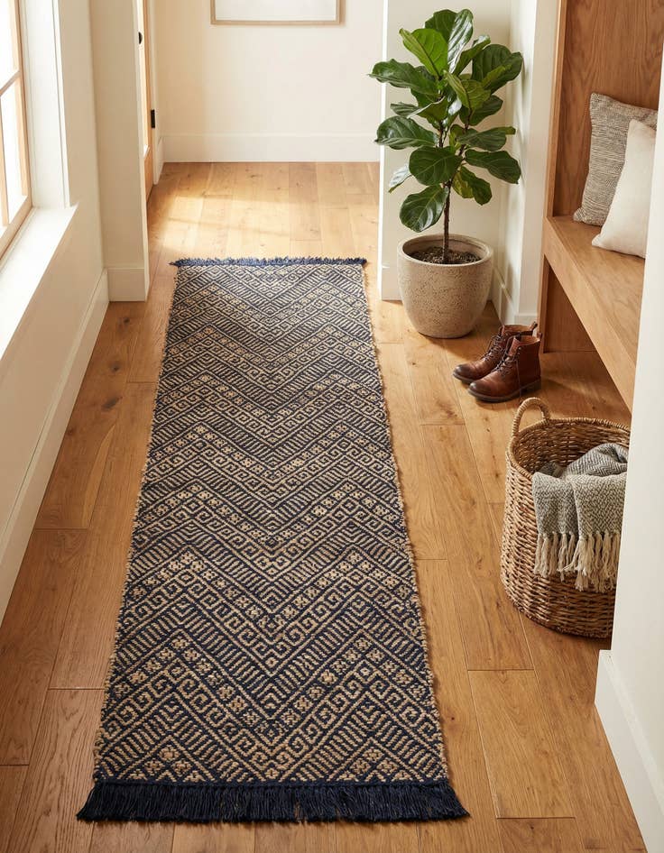 Detail image of 2' x 8'  Hand Braided Jute Runner Rug